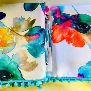 Amarylis Fabric Shower Curtain Pompom Watercolors